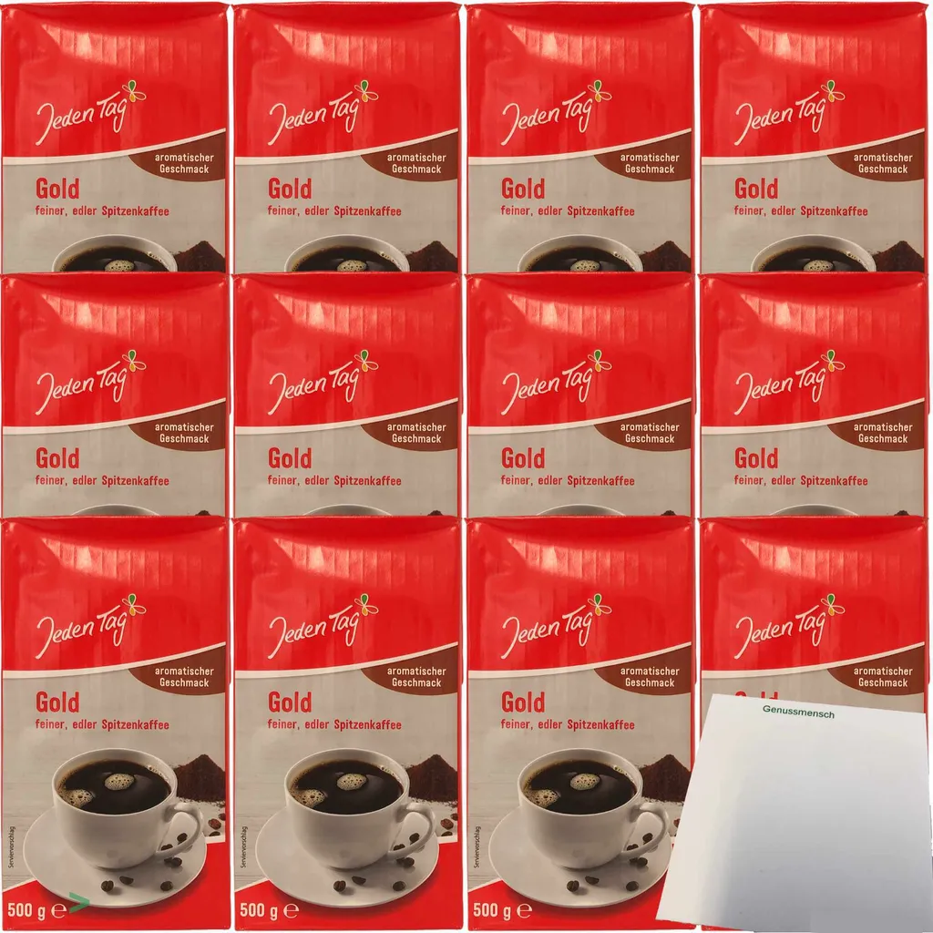 Every day coffee gold fine premium coffee ground aromatic taste VPE (12x500g pack) + usy block