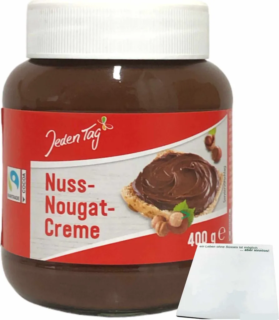 Jeden Tag Nuss-Nougat-Creme (400g Glas) + usy Block