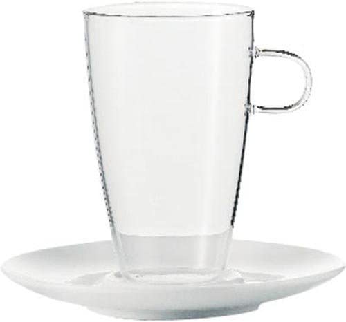 Jenaer Glas Coffee Latte Macchiato Cup with Saucer, Set of 2, Coffee Mug, Cup, Porcelain, Glass, 0.5 l, 114727