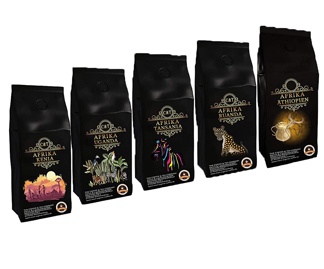 Country coffee trial package \ "Africa \" 5 x 500g top coffee from Ethiopia, Kenya, Rwanda, Uganda and Tanzania 2500 grams of whole beans