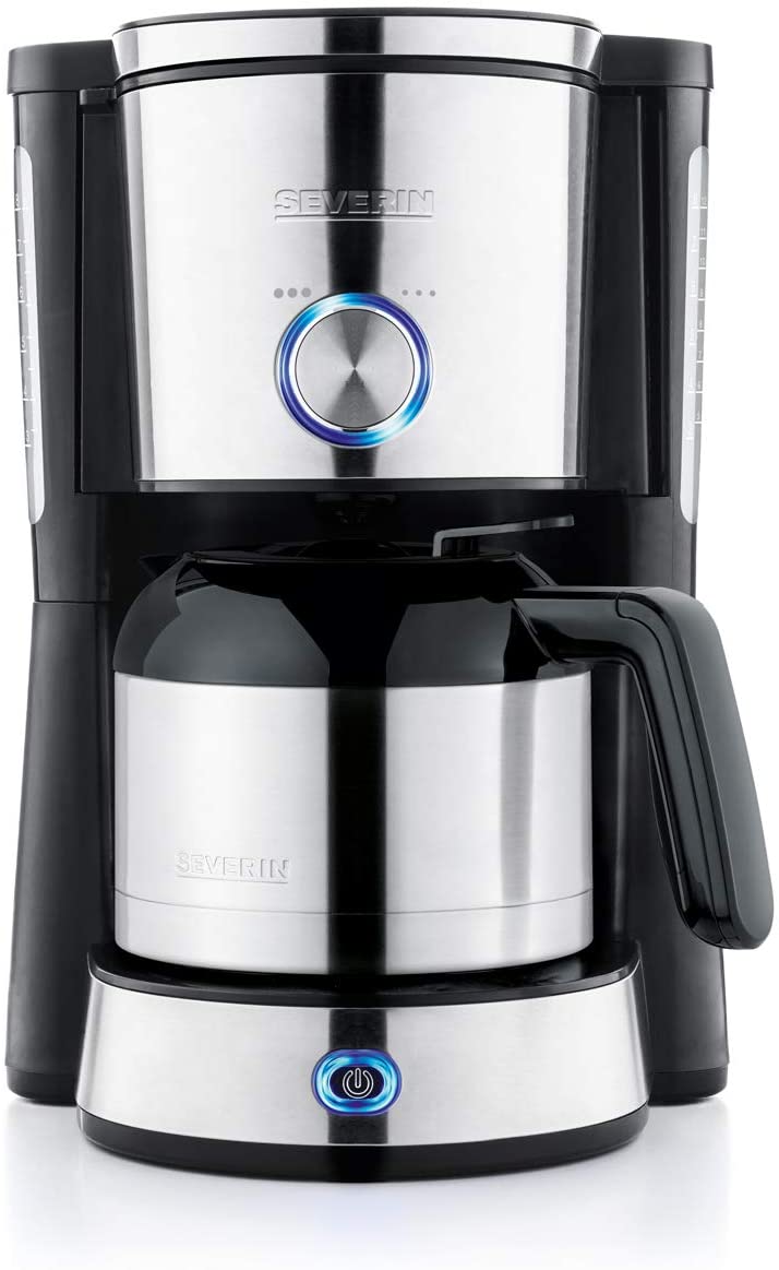 Severin KA 4845 Filter Coffee Maker, Insulated Jug, 1.0 L, 1000 W, 1 Litre, Brushed Stainless Steel / Black
