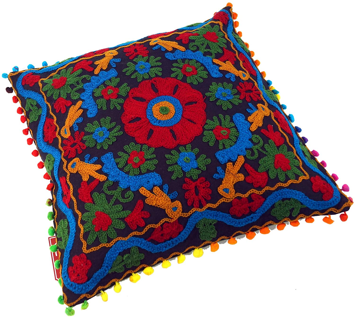 Guru Cotton Shop With Ethnic Cushion Cover Embroidered Ethnic Cushion-Brown