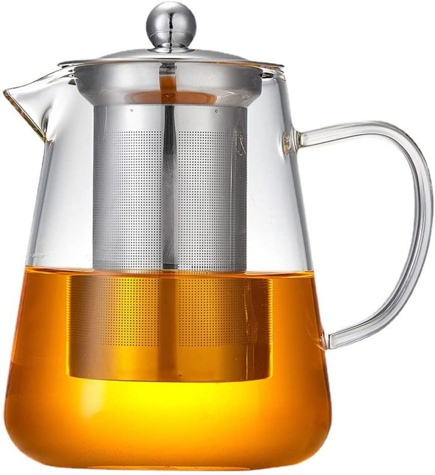 TAMUME Glass teapot with stainless steel strainer for easy pouring (1300 ml)