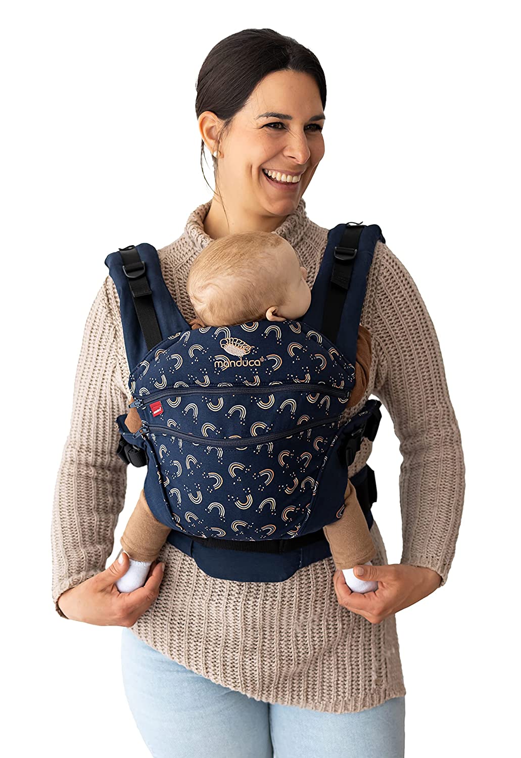 manduca XT Baby Carrier < All-In-One Baby Carrier for Newborns from Birth, Babies & Toddlers (3.5-20 kg), Adjustable Seat, 3 Carrying Positions, Organic Cotton (XT Limited Edition, RainbowNight)