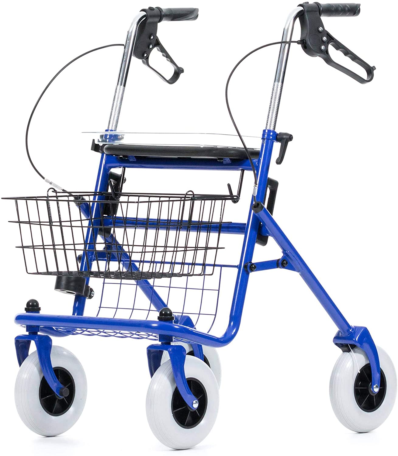 REHASHOP Vita Standard Rollator Foldable with Stick Holder, Basket and Tray