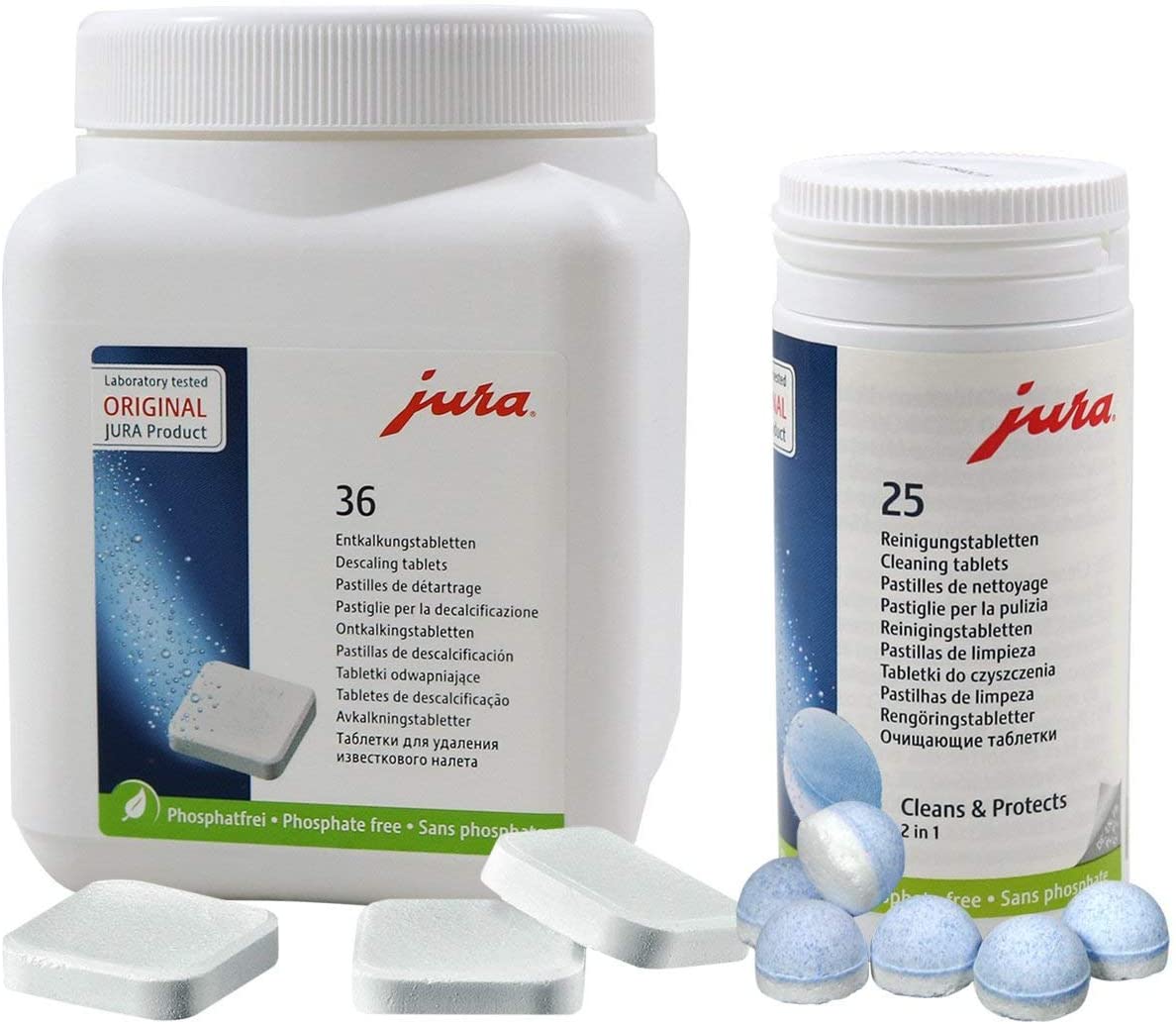 Jura 62535 + 70751 Combo Pack, 25 Cleaning Tablets + 36 Descaling Tablets