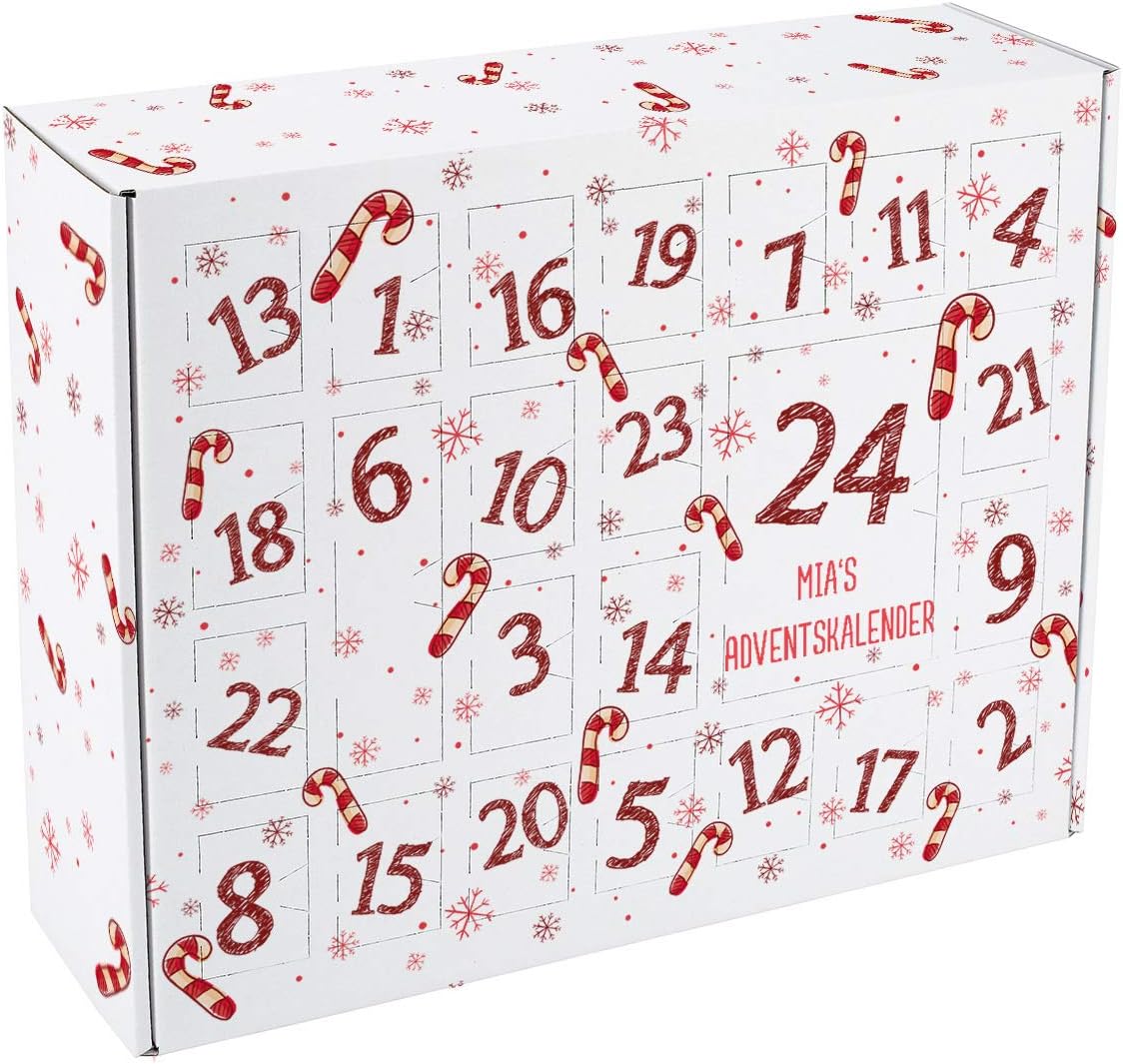 Herz & Heim® Advent Calendar to Fill with Print of Your Desired Text in Various Designs Candy Canes