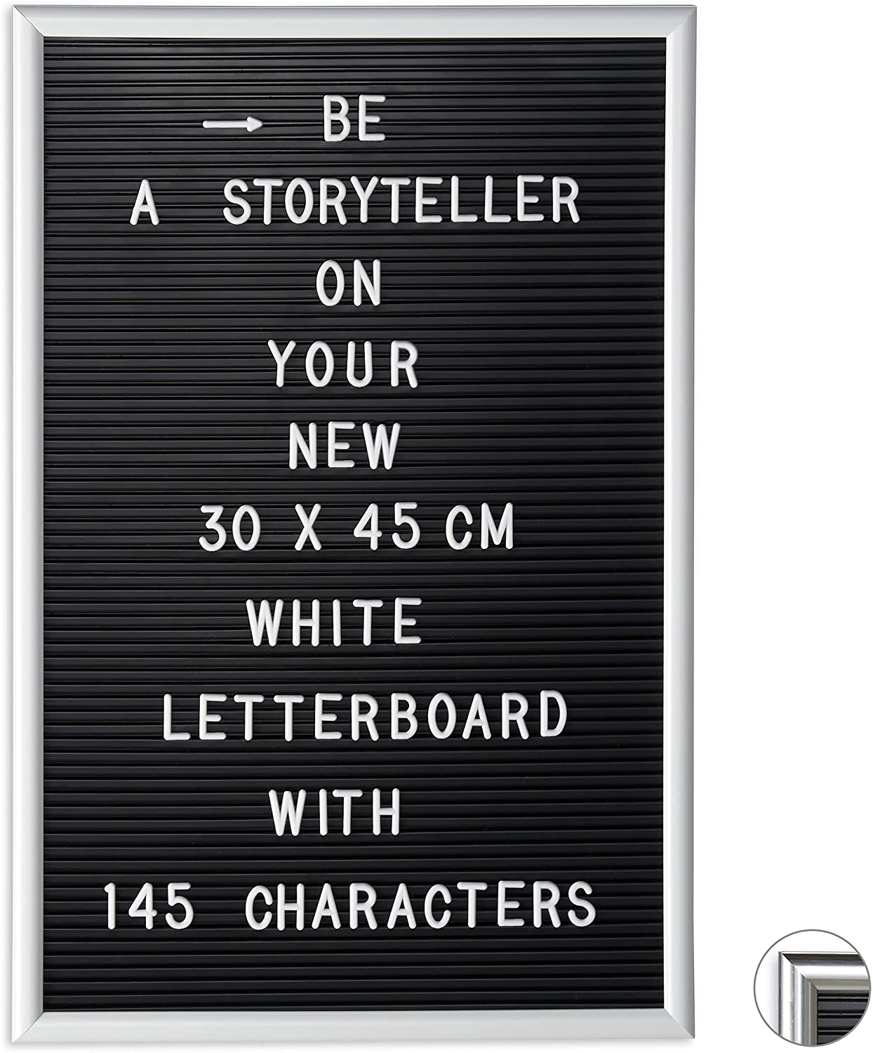Relaxdays 1 x letterboard, 145 letters, numbers, special characters, 45 x 30 cm, letter board for inserting, plastic, white