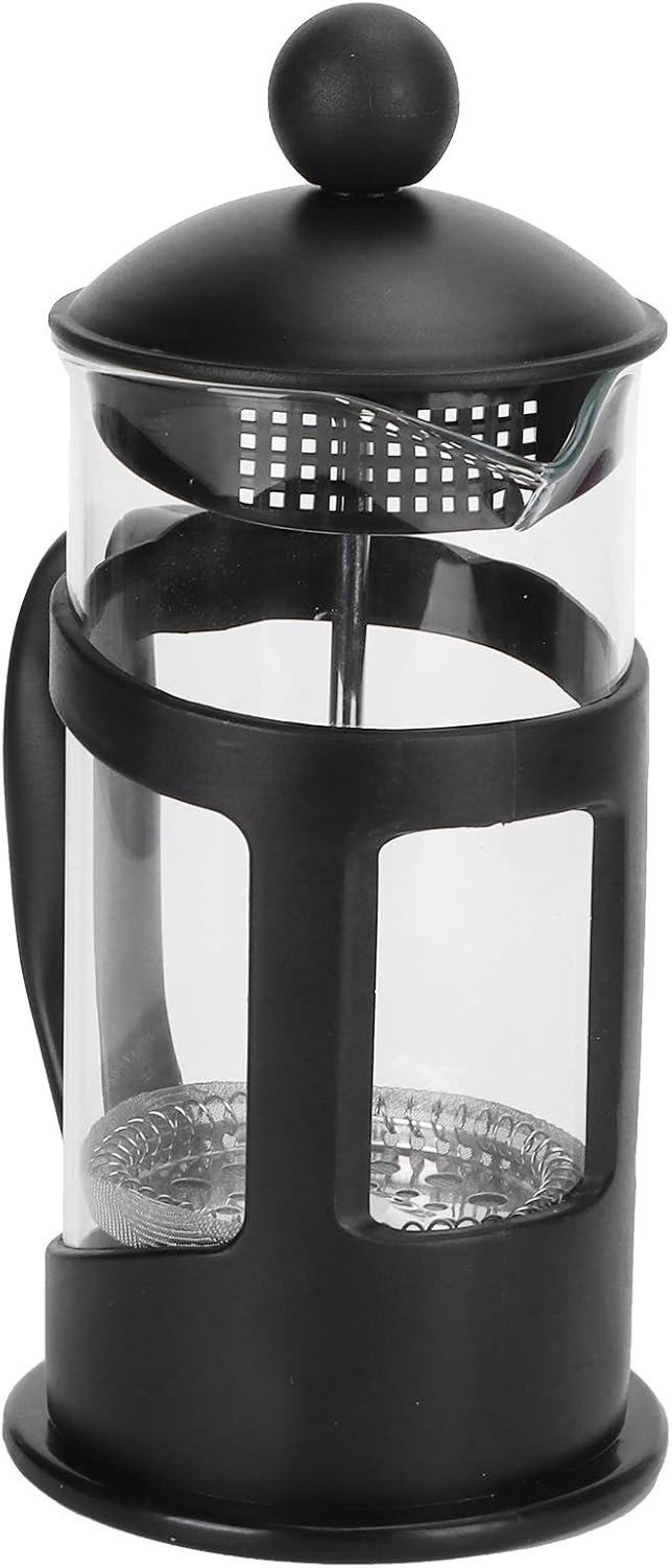OPPWONG French Press Coffee Maker, Black Borosilicate Glass, High Temperature French Press Coffee Maker with Filter for Living Room, Office, Home Use (600ml)