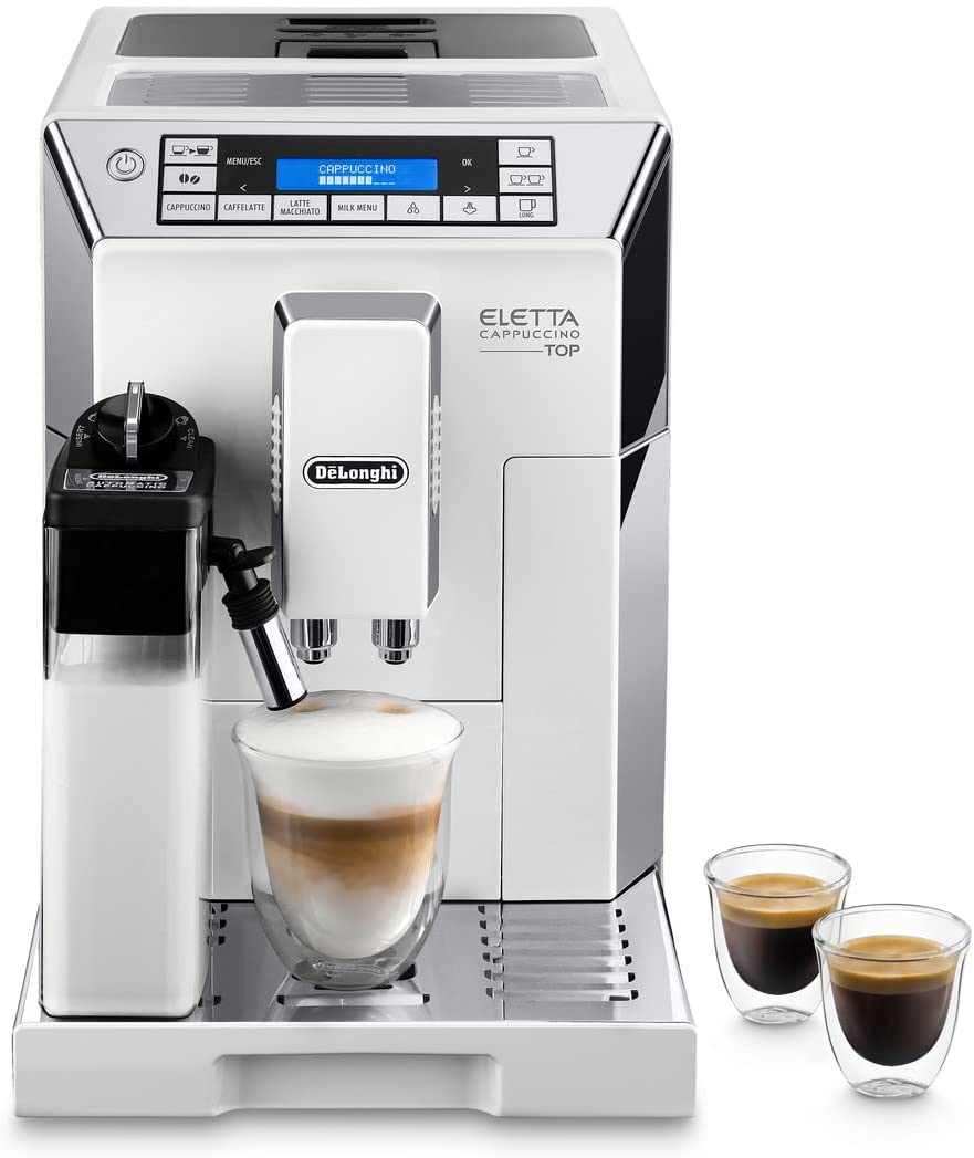DeLonghi ECAM 45.760.W coffee maker - coffee makers (Freestanding, Coffee beans, Ground coffee, Semi-auto, Caffe latte, Cappuccino, Coffee, Espresso, Hot milk, Latte macchiato, Lungo, Drip coffee maker, Silver, White)