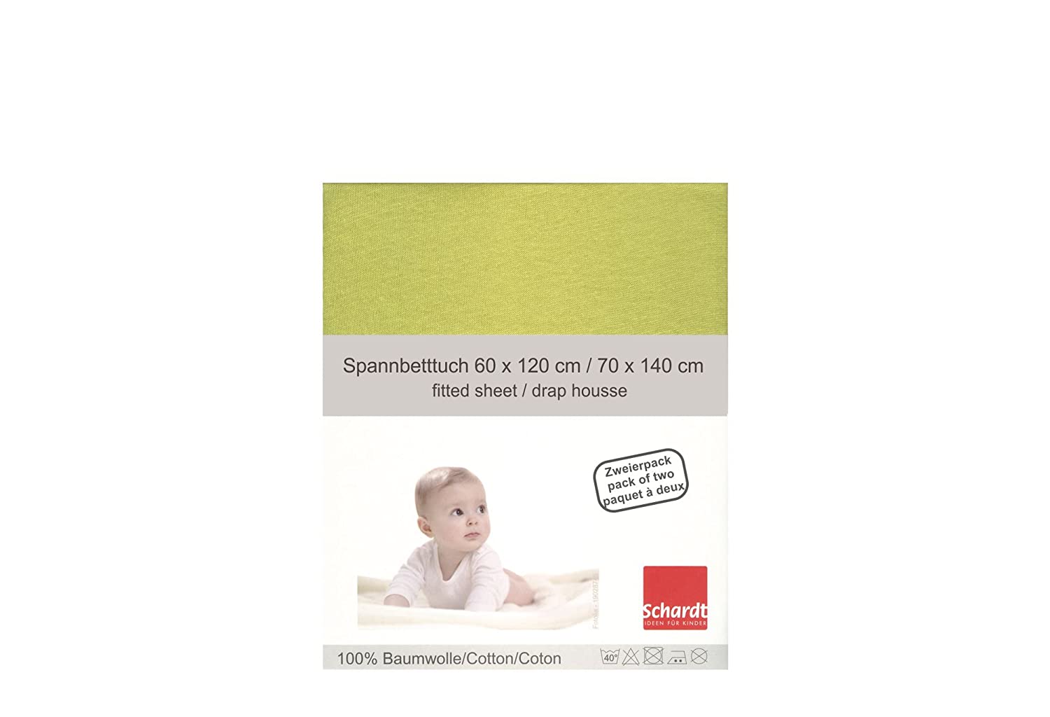 Schardt 13 851 101 Jersey Fitted Bed Sheet, Twin Pack, Green