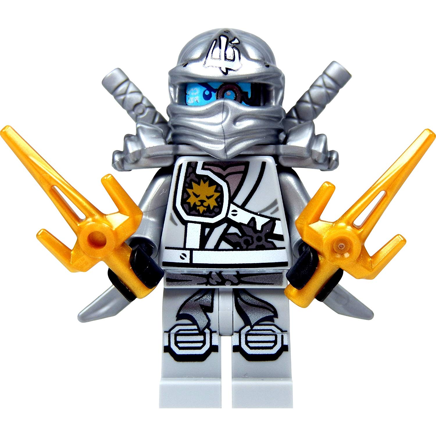 Lego Ninjago Minifigur Titanium Zane (Silberner Ninja) Mit Schulterrüstung,