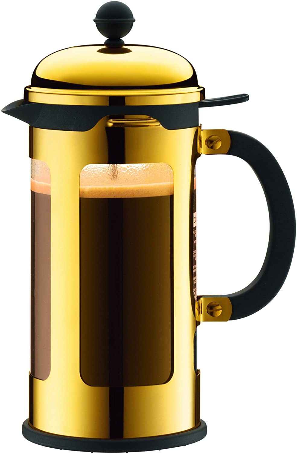 Bodum CHAMBORD 1 Litre 1-Piece 8 Cup Gold Plated Coffee Maker, Clear