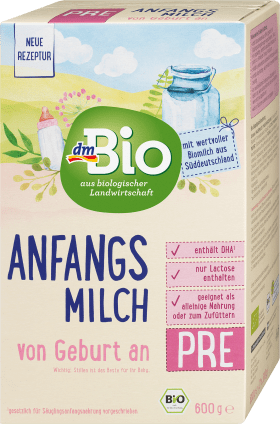 Initial milk Pre Organic from birth, 600 g