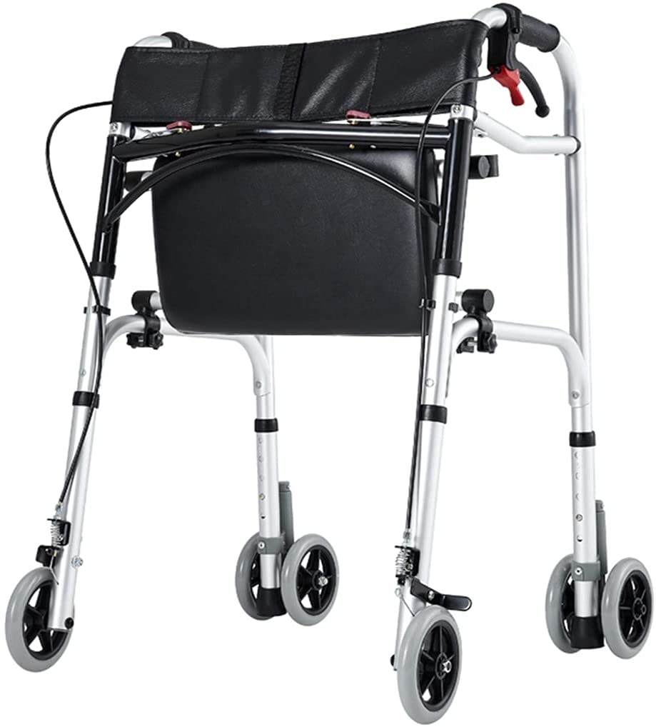 Rolling Walkers Foldable Rollator Walker, Lightweight Mobility Walking Aid for Elderly, Senior Rolling Walker with Backrest and Seat, Wheelchair (Size: 60 x 61 x 90 cm)