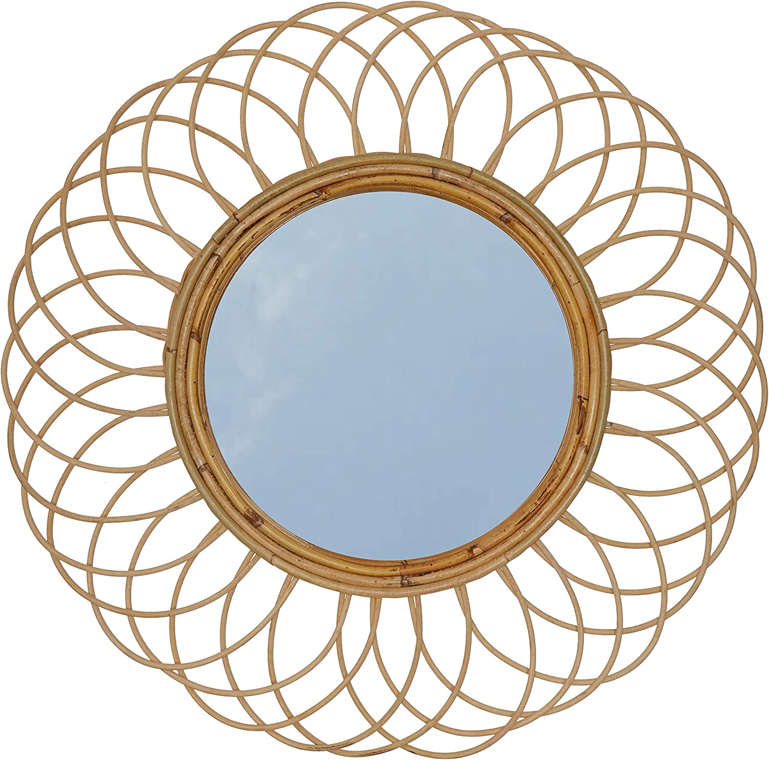 Guru-Shop Handcrafted Mirror-Spiral Mirror Antique White 90 X 60 Cm, Rattan