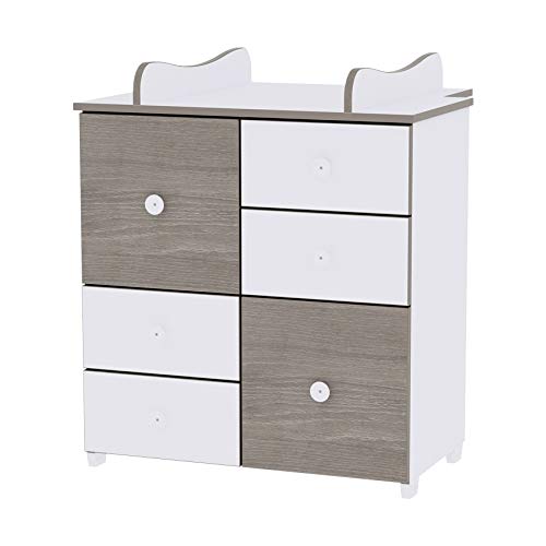 Lorelli Chest of Drawers Cabinet 83 x 71 x 96 cm 4 Drawers 2 Doors with Shelf Brown
