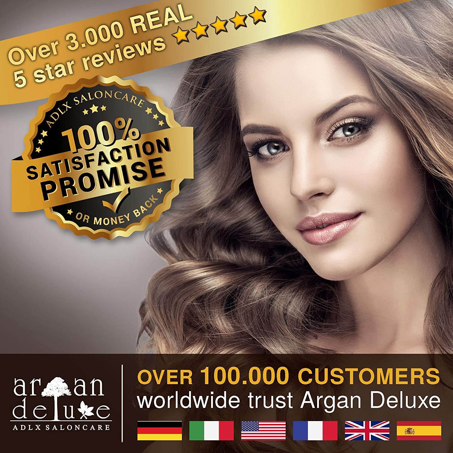 ADLX Saloncare Argan Oil Hair Care for Dry Hair - Hair Growth - Frizz - Dandruff - Keratin Treatment - Straight Hair - Professional Hairdressing Products 500ml