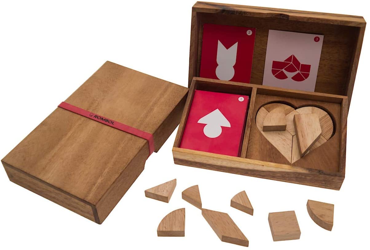 ROMBOL Variants of the Tangram Game for 2 people, Wood, Play, Wooden Game