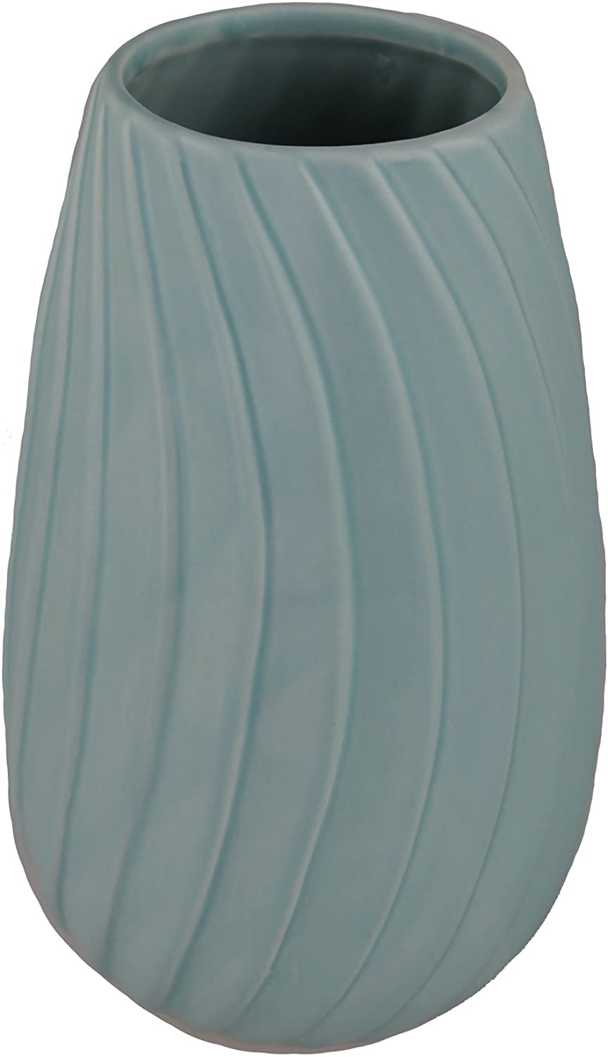 GMMH Pastel Table Vase Flower Pot Origami Design Ceramic (Height: 14 cm, Blue)
