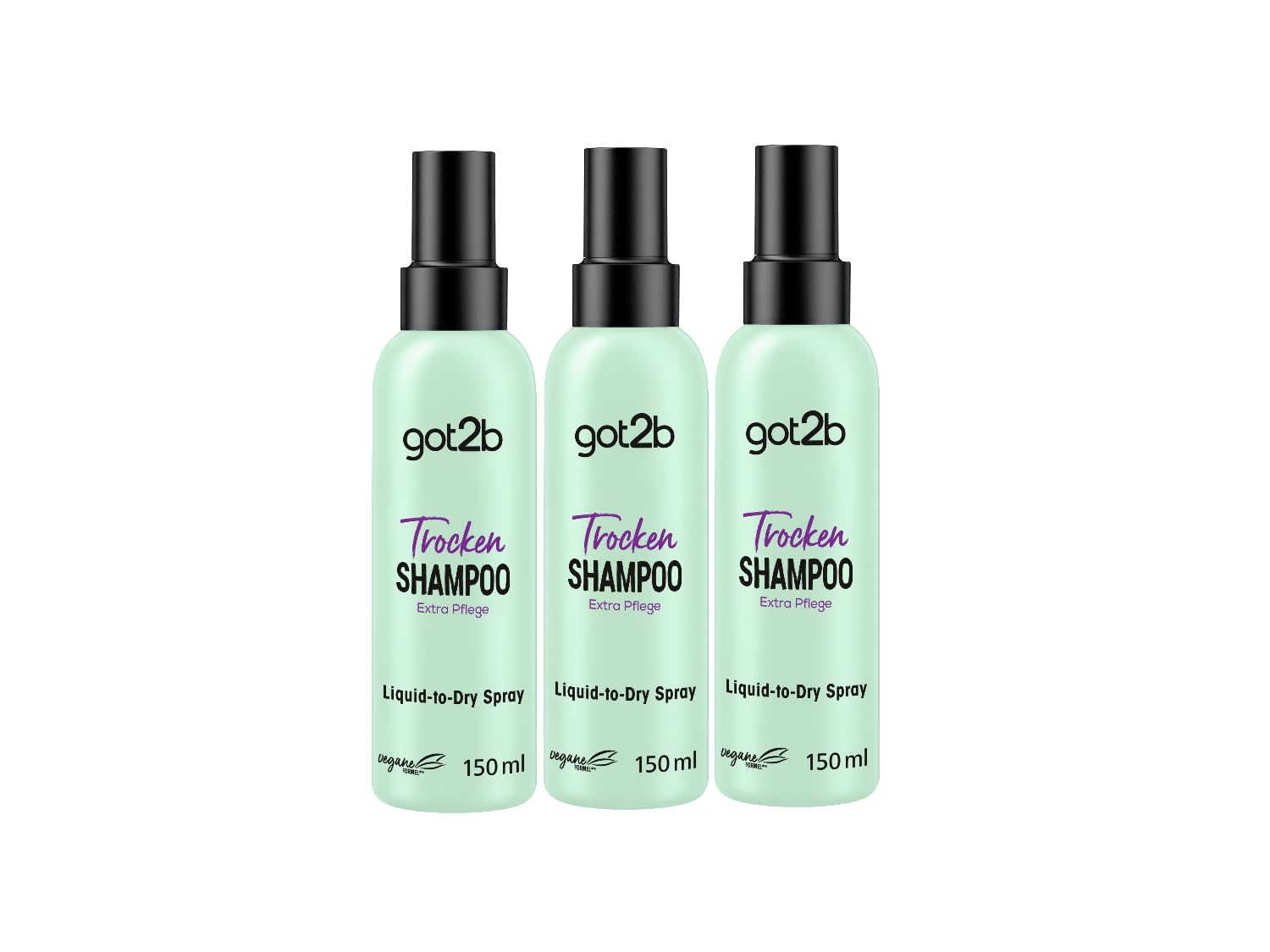 got2b Dry Shampoo Extra Care Liquid-to-Dry Spray (3 x 150 ml), Dry Shampoo for Flawless Fresh Looks, Dry Shampoo without Visible Residue with 24 Hours Fruity Floral Fragrance