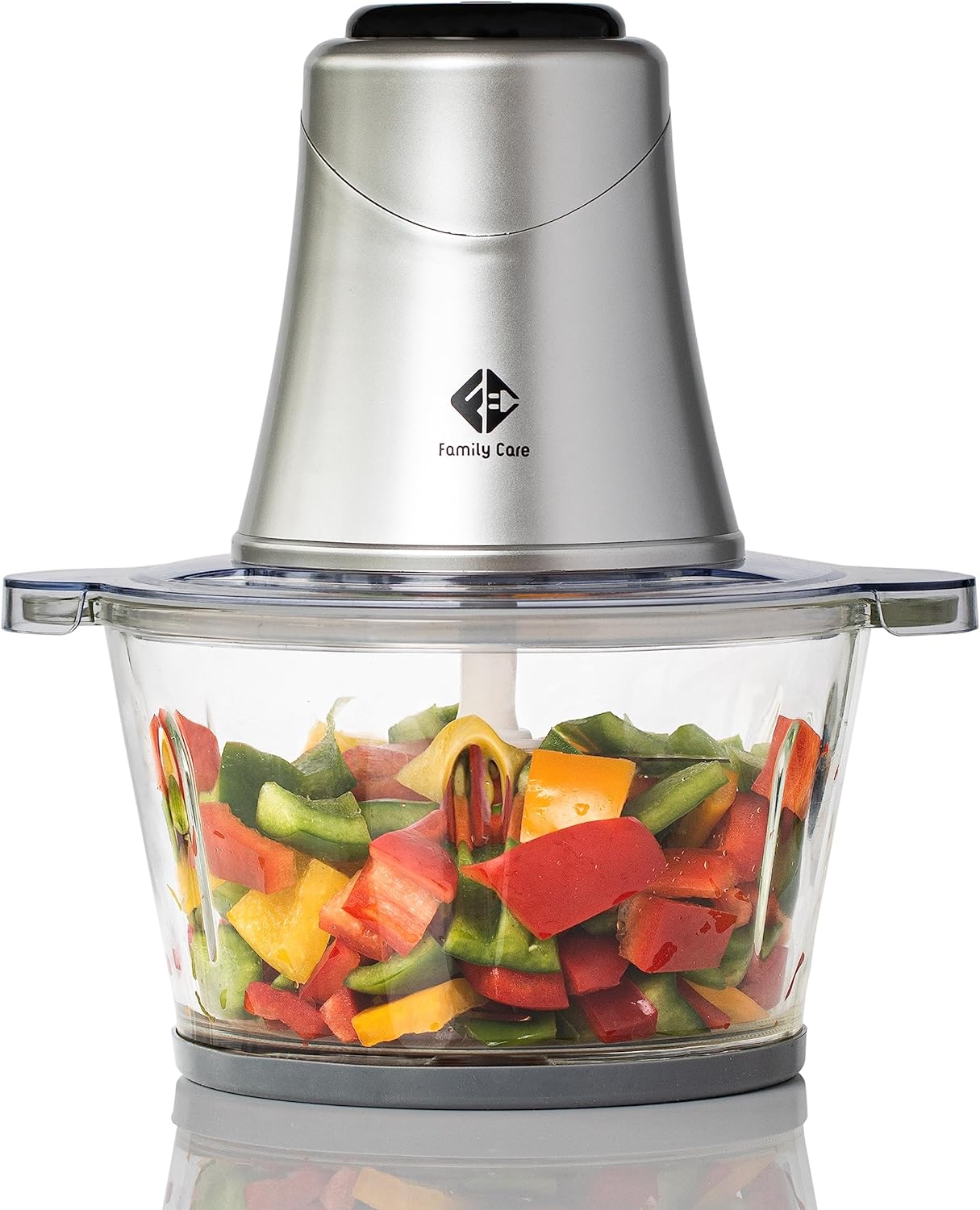 Family Care Electric Kitchen Chopper, 4 Titanium Blades, 400 W, 1.2 Litre Glass Bowl, Multifunctional, Meat Cutter, Onion Chopper, Vegetables, Nuts, Ice Cream