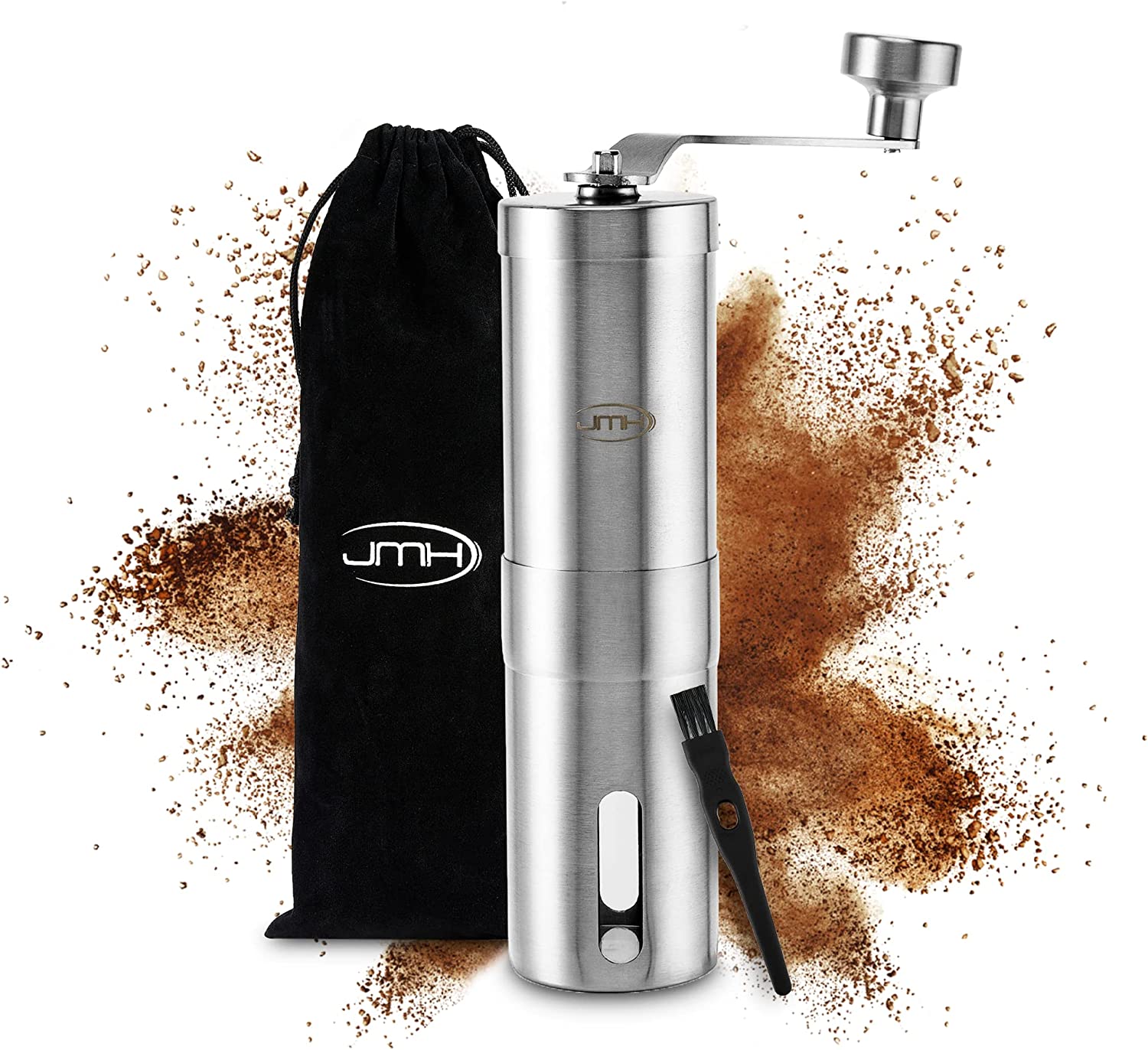 JMH Coffee Grinder Manual Cone Grinder (Adjustable Grinding Level) - Stainless Steel Coffee Grinder With Brush - High Quality Coffee Grinder Hand - Hand Coffee Grinder