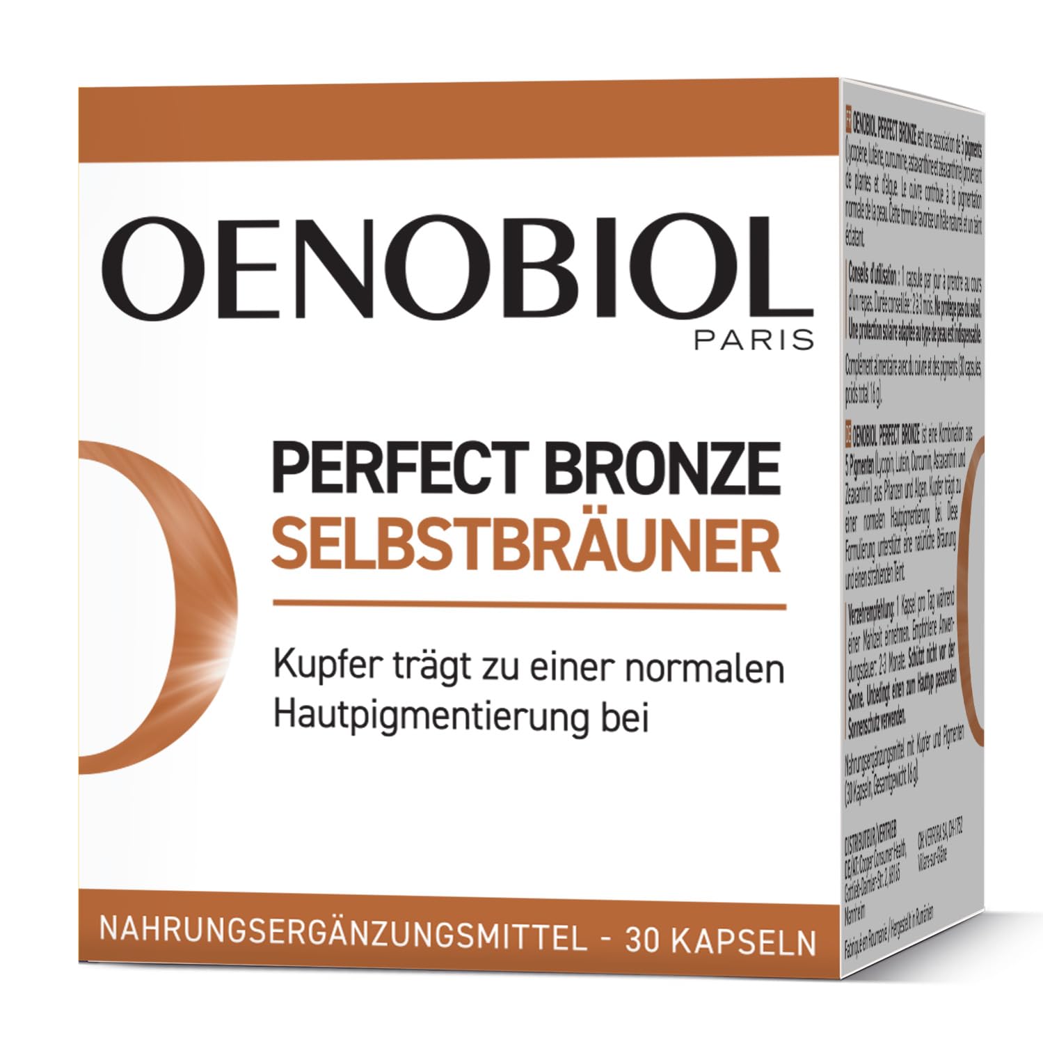 PERFECT BRONZE Self-Tanning 1-5 Concentrated Pigments, 100% Vegetable Origin - Dietary Supplement 30 Capsules - 16 g - 1 Month