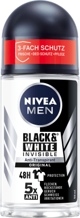 NIVEA MEN Deodorant Roll On Antiperspirant B&W Power, 50 ml