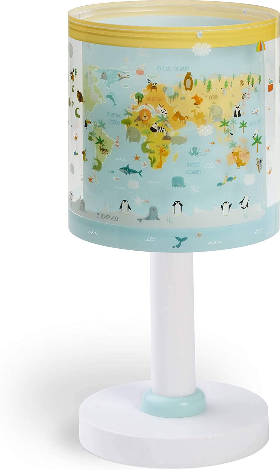 Dalber Children World Baby Plastic Table Lamp, E14, 1watt, Multi-Color, 15 x 15 x 30 cm