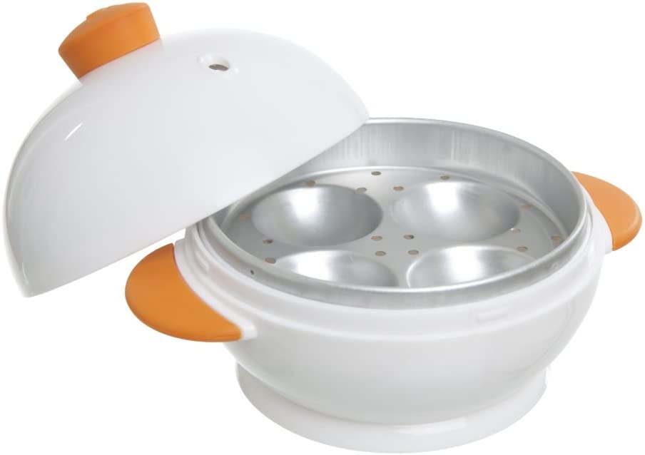 Joie Boiley White and Orange 4 Egg Microwave Boiler by Joie