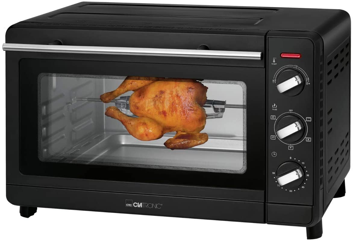 Clatronic MBG 3728 Multi Oven 30 Litre Oven Compartment Recirculation + Top and Bottom Heat, 90 Minute Timer with End Signal, Black