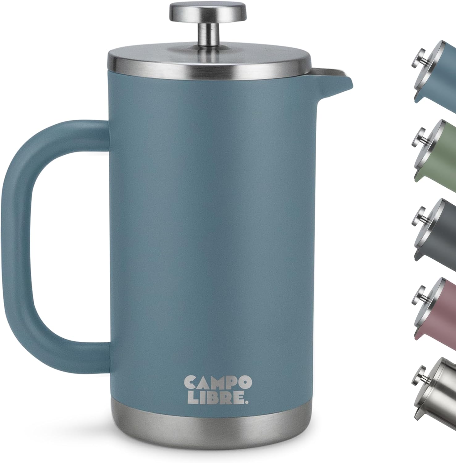 Campo Libre.® Giorgio. French Press I Coffee Maker Made of Double-Walled Stainless Steel 0.6 L I Plastic-Free Coffee Press with Thermal Function Including Replacement Filter I Coffee Maker I 100%