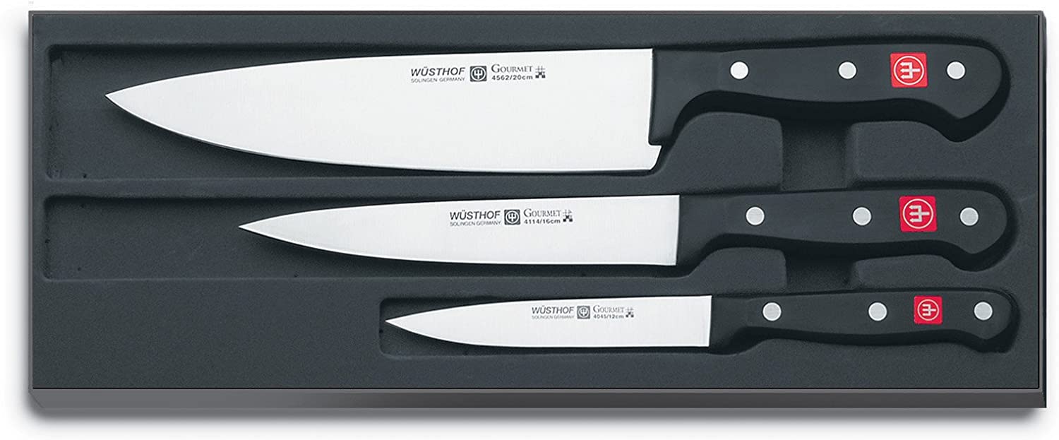 Wusthof Wüsthof Gourmet (9675) 3-Piece Knife Set Including Chef\'s Knife, Ham Knife and Vegetable Knife, Stainless Steel, Dishwasher Knife Set