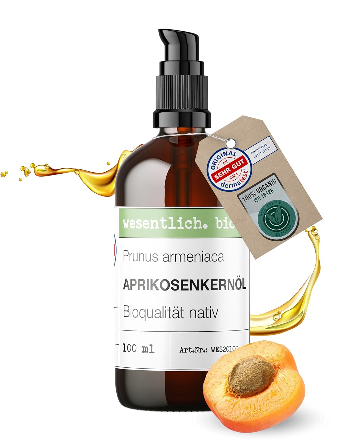 Apricot Kernel Oil Organic Cold Pressed 100 ml (Prunus Armeniaca) - 100% Natural wesentlich.