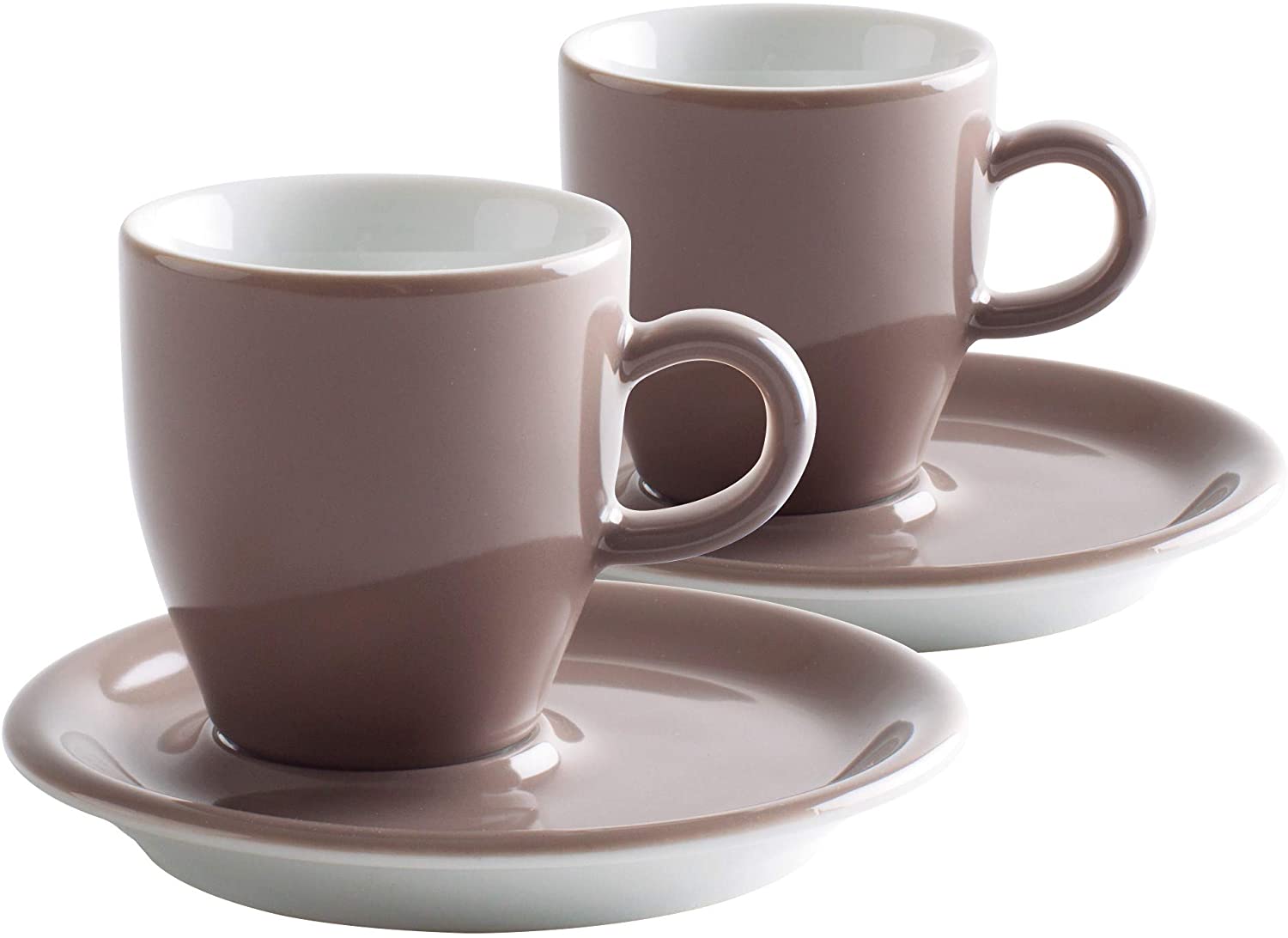 Kahla Café Sommelier Espresso Doppio, Set of 4, Coffee Mugs with Saucers, Porcelain, Taupe, 50ml, 21