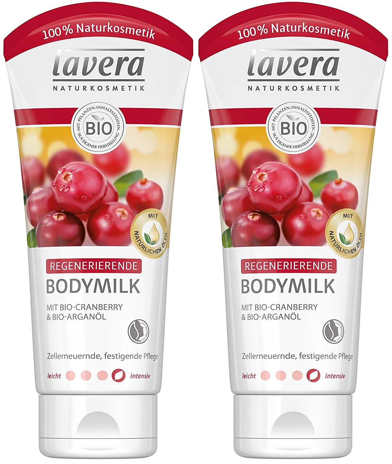 Lavera Regenerating Body Milk Organic Cranberry and Argan Oil Cell Renewing Care Firmens Skin Body Milk Mature Organic Plant Active Ingredients Natural and Innovative Body Care Pack of 2 x 200 ml