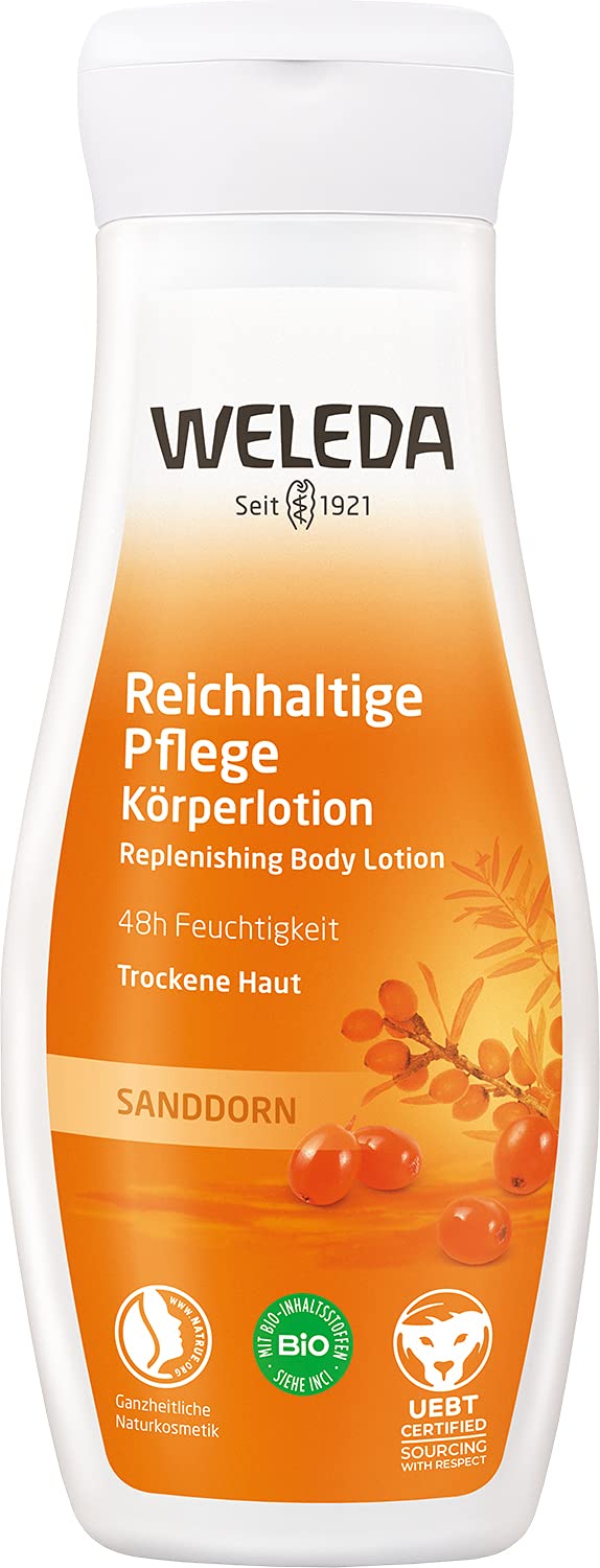 WELEDA Organic Sea Buckthorn Rich Care Body Lotion - Vitalising Natural Cosmetics Body Lotion Provides up to 48 Hours of Intensive Moisture for Quick Care of Dry Skin (1 x 200 ml)