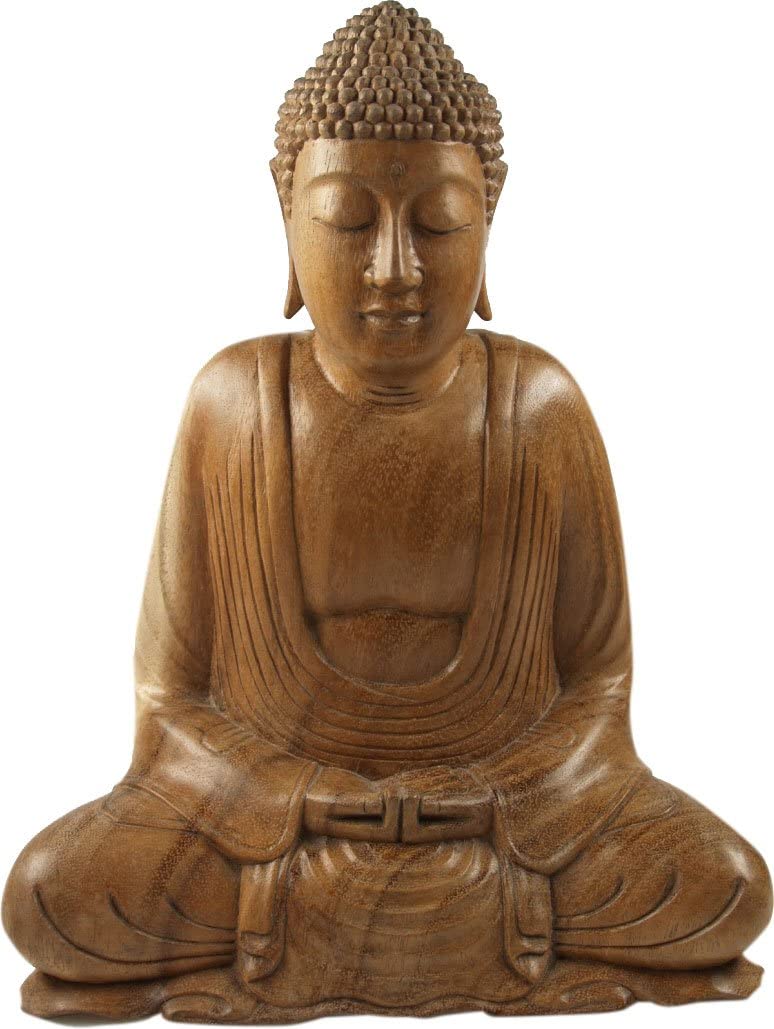 Guru-Shop Dhyana Mudra Wooden Buddha Statue, Handmade 11 cm, Design 1, Budd