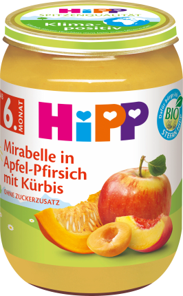 Fruits + vegetables Mirabelle in apple-peach with pumpkin, from 6th month, 190 g