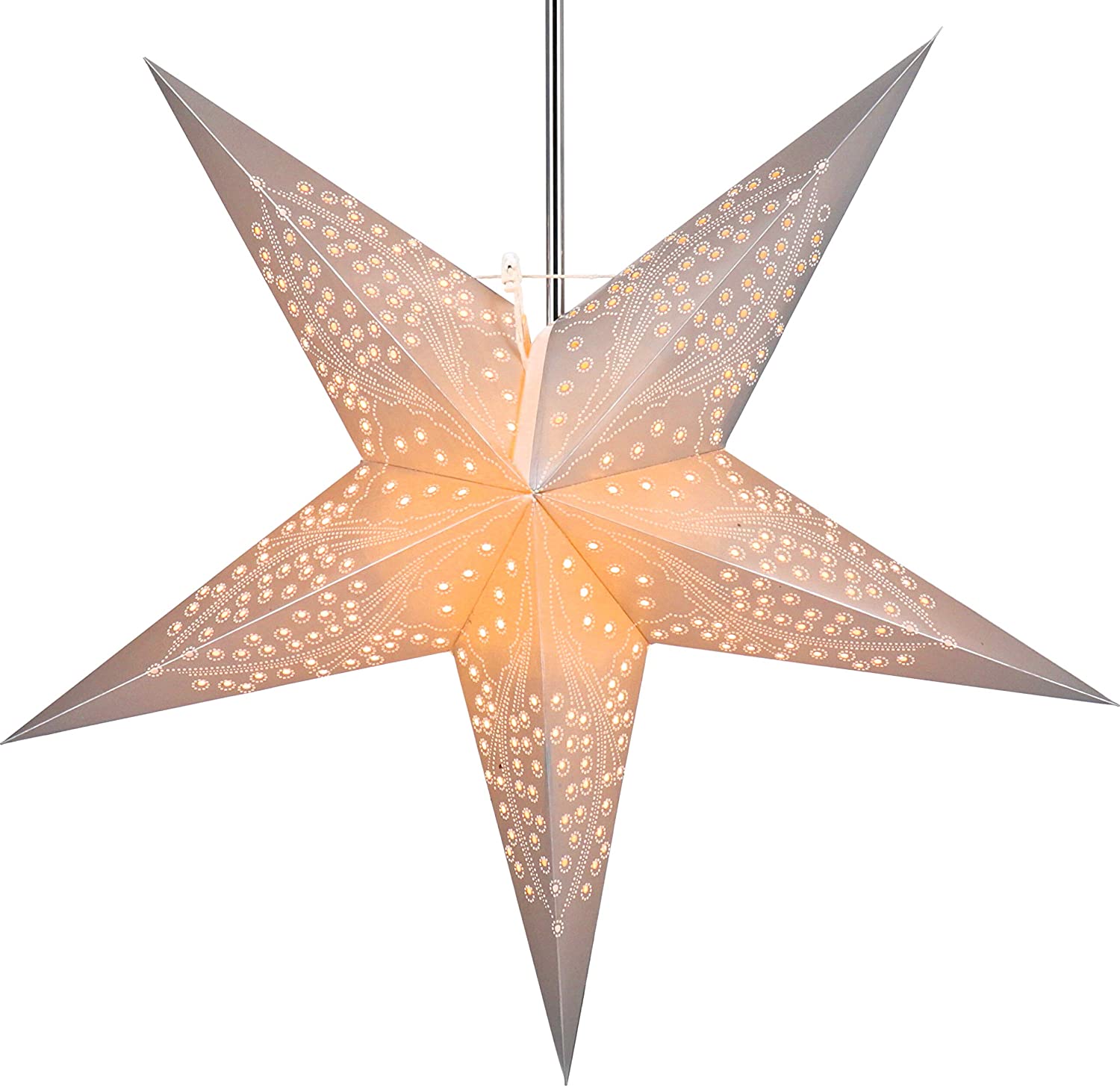 Guru-Shop Folding Advent Light Paper Star 60 Cm-Marinus Silver, Star Window