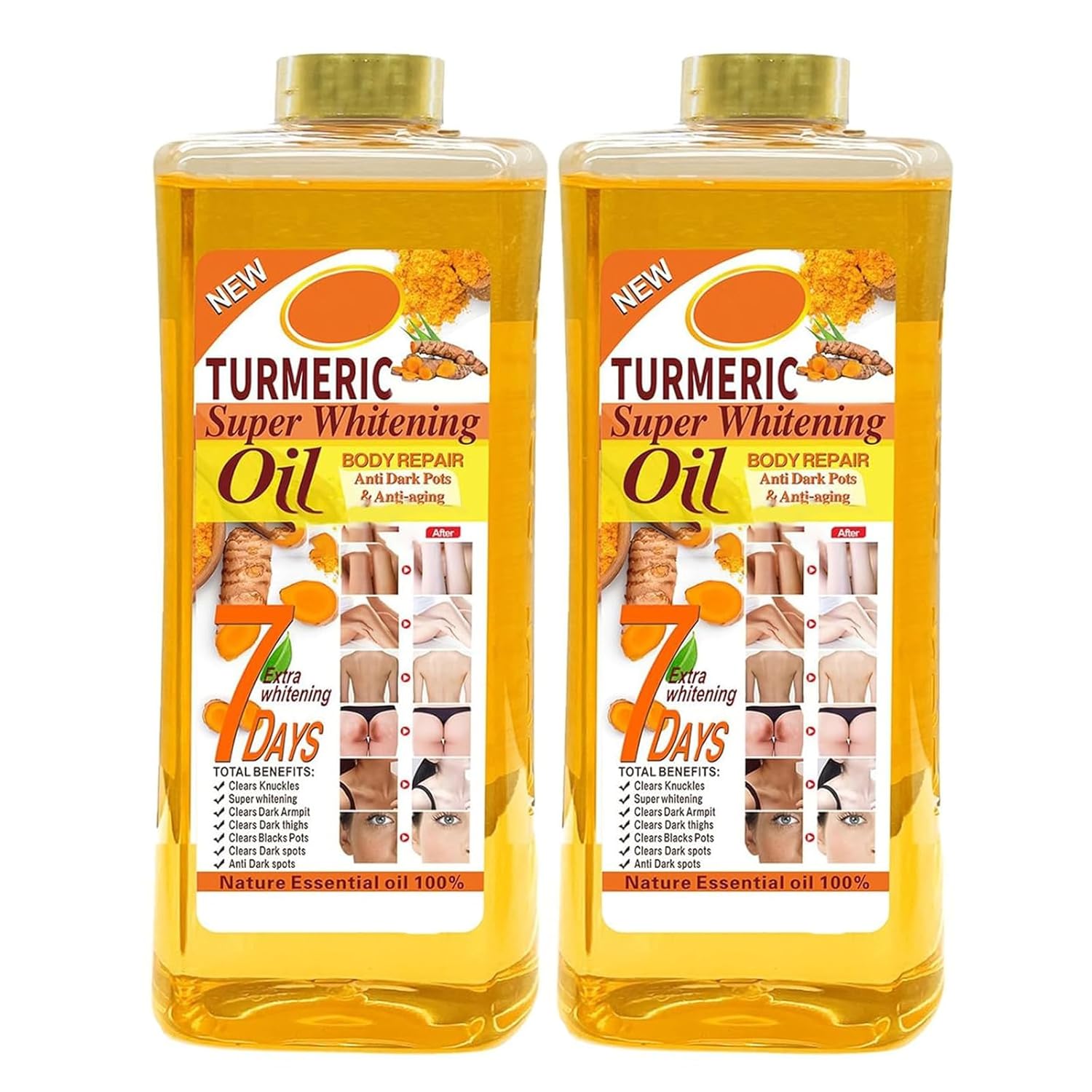 Soft 7 Oil, Soft 7 Turmeric Oil, 200 ml Natural Oil for All Skin Types, Turmeric Body Oil for Face and Body, Moisturising, Nourishing, Relieves Dryness (2 Pieces)