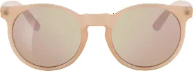 Sunglasses adults light pink frame, round, mirrored lenses, 1 piece