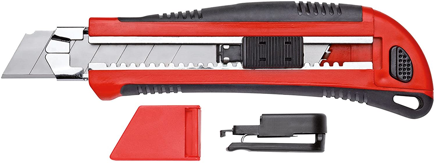 Gedore red cutting knife with 5 blades with belt clip and blade magazine