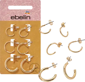 ebelin hoop earrings gold look, 6 pcs