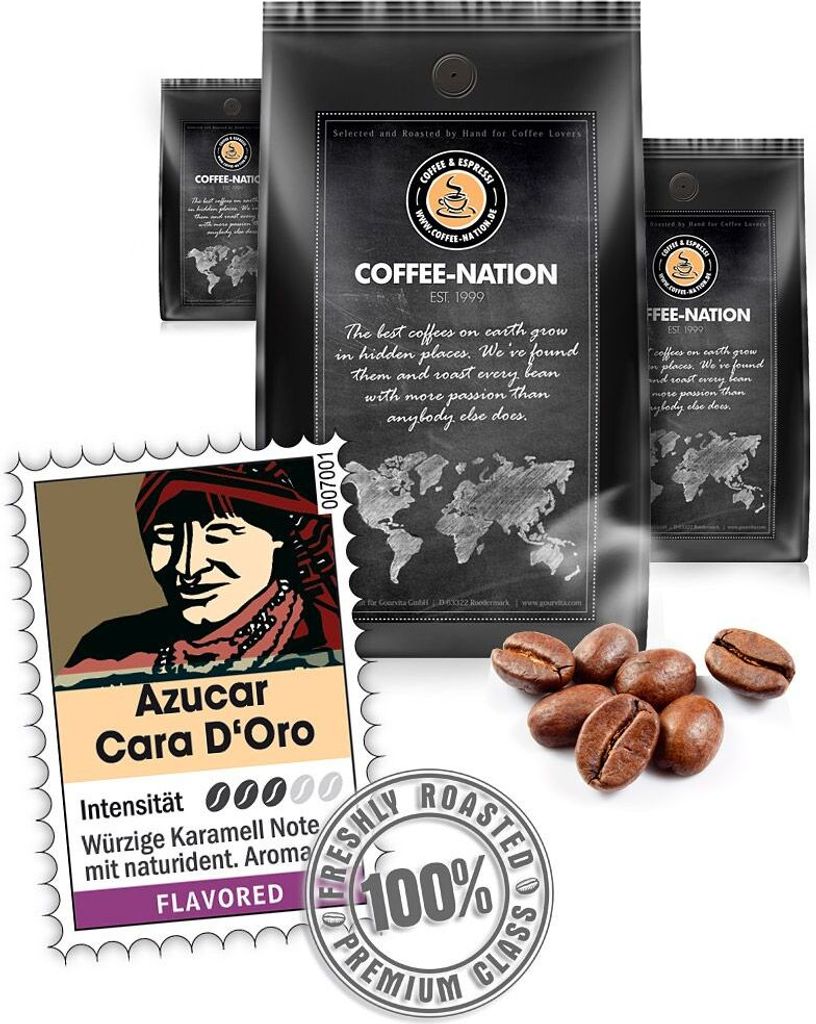 Coffee AZUCAR CARA DOR flavored by Coffee-Nation, 500g beans