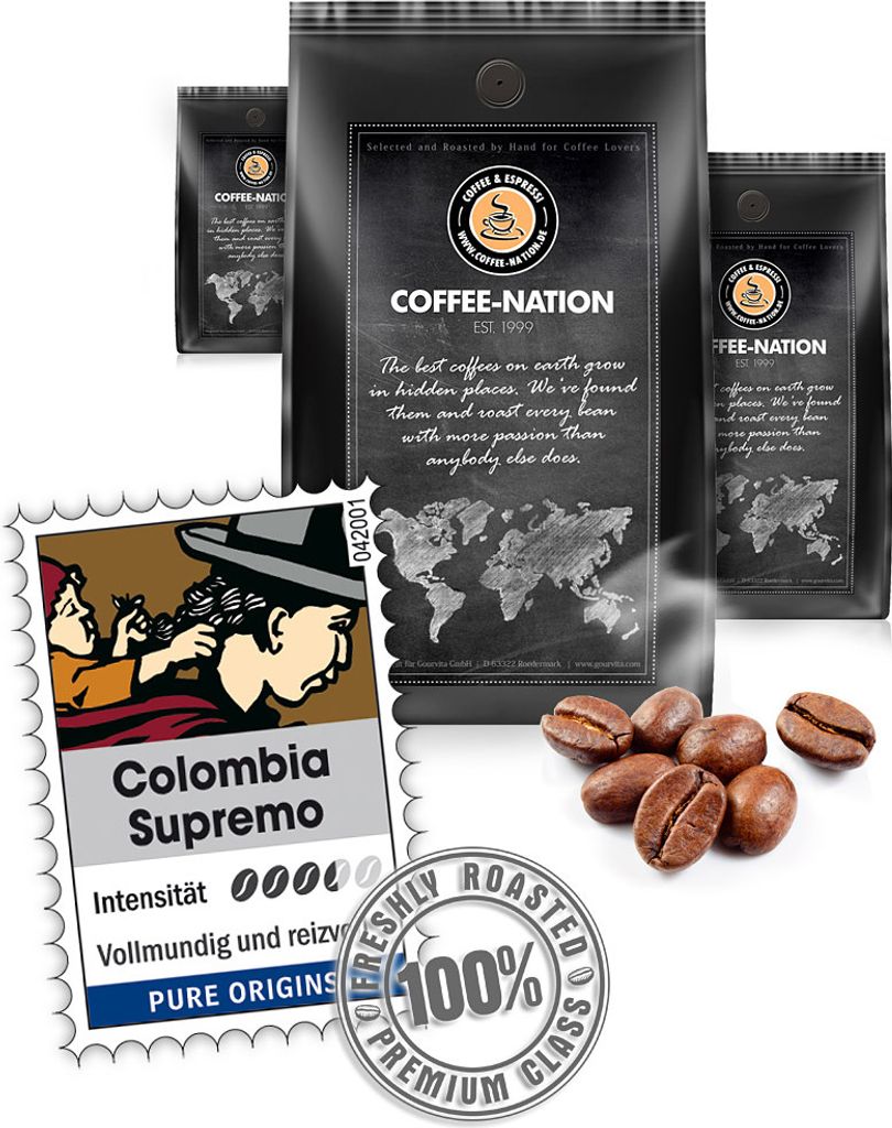 Coffee COLOMBIA SUPREMO by Coffee-Nation, 500g beans