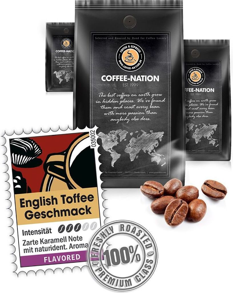 Coffee ENGLISH TOFFEE flavored by Coffee-Nation, 500g beans