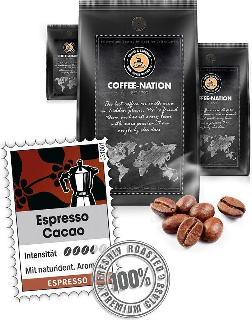 Coffee ESPRESSO CACAO by Coffee-Nation, 500g beans