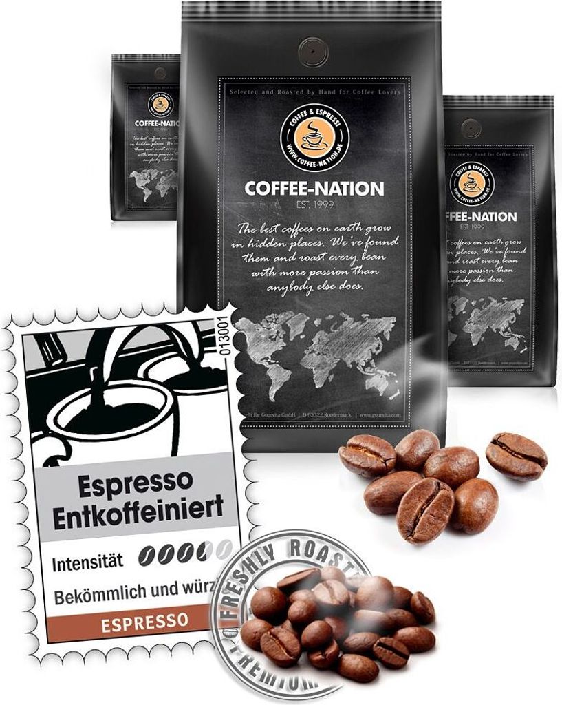 Decaffeinated ESPRESSO coffee from Coffee-Nation, 500g beans